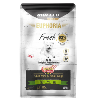 BIOFEED Euphoria fresh meat adult indyk/jagnię xs/s 0,5kg