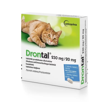 DRONTAL DLA KOTA 230 mg/20 mg tabletki - preparat przeciwpasożytniczy dla kotów - 2 tabletki