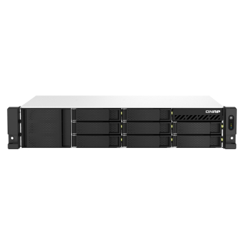 Qnap TS-873AeU-4G, 2U, 8 x 2.5"/3.5" SATA, AMD Ryzen V1500B 4C/8T, 4GB DDR4 SODIMM  (max. 64GB), 2 x 2.5GbE, optional 10GbE, Single PSU (not upgradeab
