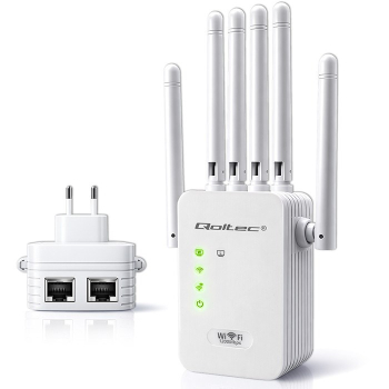 QOLTEC REPEATER WZMACNIACZ SYGNAŁU WI-FI 5 | ACCESS POINT | AC1200 | 6 ANTEN | 2XRJ45 | 128MB