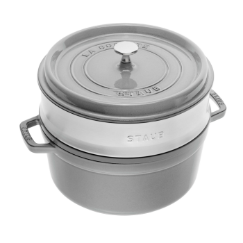 Garnek żeliwny okrągły z wkładem STAUB La Cocotte 40508-819-0 - 3.8 ltr. grafitowy