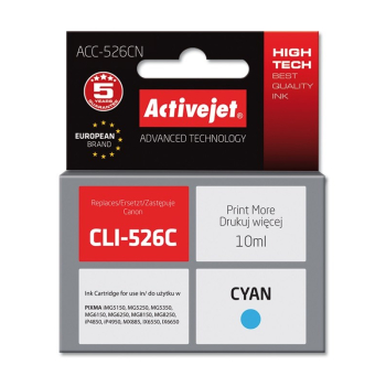 Activejet ACC-526CN Tusz (zamiennik Canon CLI-526C; Supreme; 10 ml; niebieski)