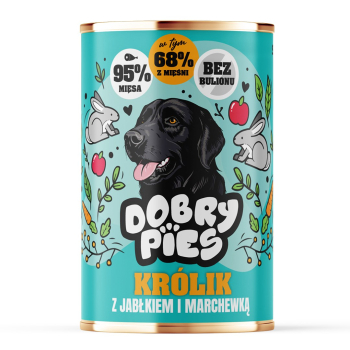 DOBRY PIES Królik z jabłkiem i marchewką mokra karma dla psa 400g
