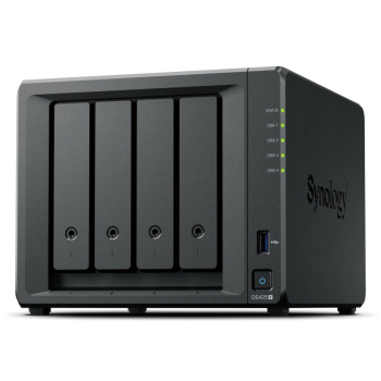 NAS Synology DS425+, Tower, 4x (3.5" SATA HDD/ 2.5" SATA SSD), 2 x M.2, Intel Celeron J4125, 2 GB DDR4 non-ECC (max.6GB), 1x 1GbE RJ-45; 1x 2.5GbE RJ-