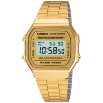 CASIO A168WG-9WDF Vintage Unisex-Digitaluhr mit Edelstahlband, gold