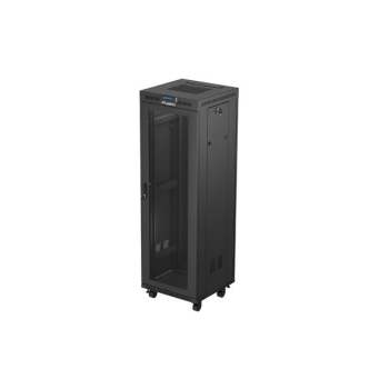 Szafa instalacyjna rack stojąca 19" 37U 600X600 czarna drzwi perforowane LCD LANBERG (flat pack)