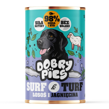 DOBRY PIES Surf&Turf Łosoś i Jagnięcina mokra karma dla psa 400g