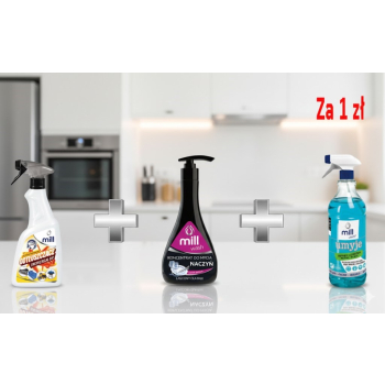 MILL Odplamiacz+Balsam do naczyń+Płyn do szyb