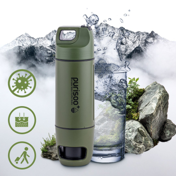Extralink PURISOO+ BUTELKA Z SYSTEMEM FILTRUJACYM Z POMPKA 400ML FILTR UF + ACF Butelka filtrująca wodę 0,4 l Zielony, Oliwkowy