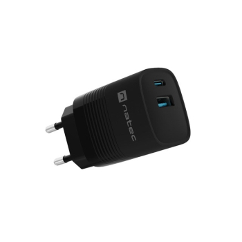 NATEC ŁADOWARKA RIBERA GAN 1X USB-A + 1X USB-C 30W CZARNA NUC-2141