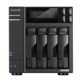 NAS Asustor AS6702T Lockerstor 4 Gen2; Tower; 4x (3.5" SATA HDD/ 2.5" SSD); Intel Celeron N5105; 4GB DDR4 SODIMM (max. 16GB), 2x 5Gb, 4x M.2 2280 NVMe