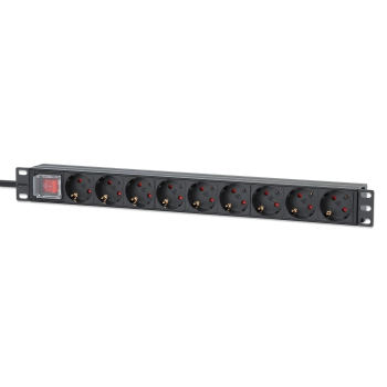 Intellinet 715133 rozdzielacz zasilania PDU 9 x gniazdo sieciowe 1U Czarny