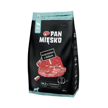 PAN MIĘSKO Wieprzowina z dzikiem (dorosły) chrupki XL - Karma sucha dla psa - 20kg
