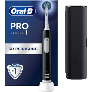 Elektryczna szczoteczka do zębów Oral-B Pro1 Black + TC, Dla dorosłych | Liczba główek szczoteczki w zestawie: 1 | Liczba trybów szczotkowania zębów:
