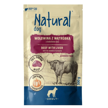 NATURAL Wołowina z wątróbką z dodatkiem dyni mokra karma dla psów 500g