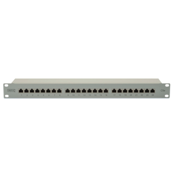 Digitus Panel krosowy (patch panel) 19'' 24x RJ45, LSA poziom, kat.5e, ekranowany, 1U, szary, prowadnica kabli