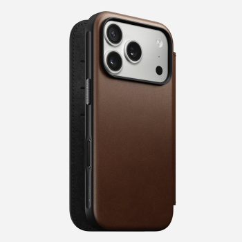 NOMAD Modern Leather Folio - skórzane etui do iPhone 17 Pro kompatybilne z MagSafe (brown) [go]
