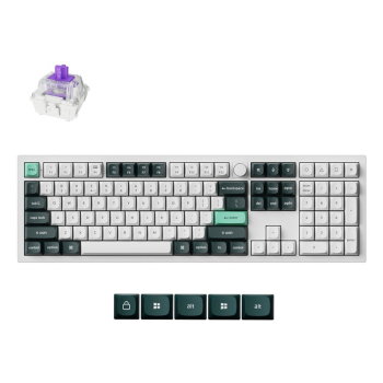 Keychron Q6 HE klawiatura Gaming USB + RF Wireless + Bluetooth QWERTY Ciemny Zielony, Biały