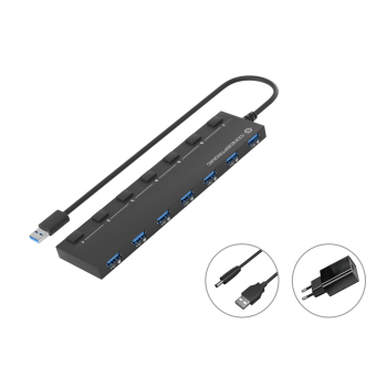 CONCEPTRONIC 7-Port Hub USB-A3.0->7xA3.2Gen1/DC   m.Netz. sw