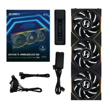 Lian Li UNI FAN TL Wireless LCD Lüfter, ARGB, PWM, 3er-Pack inkl. Controller - 120 mm, schwarz