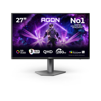 AOC AGON PRO AG276QZD2 monitor komputerowy 67,8 cm (26.7") 2560 x 1440 px Quad HD QD-OLED Szary