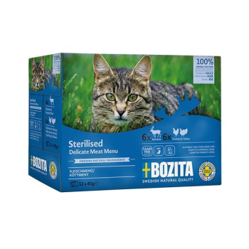 Bozita Sterylizowane kawałki w sosie z mięsem -mokra karma dla kota Multibox 12 x 85g