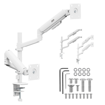 ERGO OFFICE UCHWYT NA 2 MONITORY, SPRĘŻYNA GAZOWA, 17"-32", 1-10KG, BIAŁY MAT ER-692 W