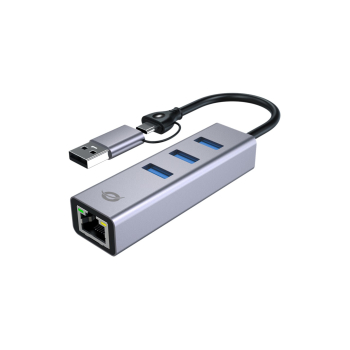 CONCEPTRONIC Adapter USB-C/-A3.0->GbE+3x-A3.0  5Gbs       gr