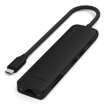 Satechi 7-in-1 USB-C Slim Multiport Adapter with Ethernet - adapter do urządzeń mobilnych (USB-C PD, 2x USB-A, HDMI 4K, Ethernet, czytnik kart micro/S