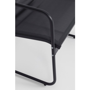 Zestaw mebli ogrodowych Black Forest tekstylen dwa krzesła + leżanka + stolik rozkładany czarny