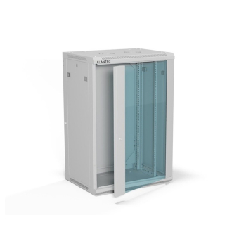 ALANTEC Szafa wisząca 19" 18U 600x450, drzwi szklane, kolor szary, do samodzielnego montażu - Flat Pack (SW-18U-600-450-01-SF)