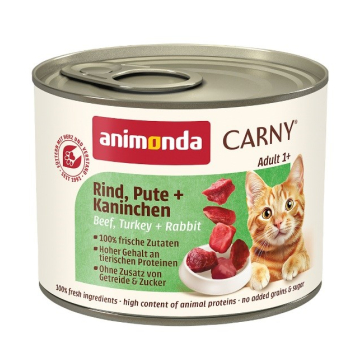 ANIMONDA Carny Adult wołowina, indyk i królik - mokra karma dla kota - 200g