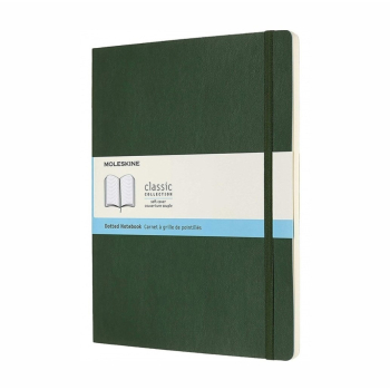 MOLESKINE Notes  XL (19x25cm) w kropki, miękka oprawa, myrtle green, 192 strony, zielony