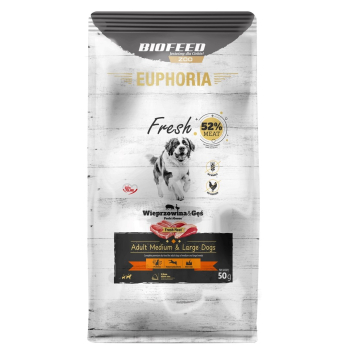 BIOFEED Euphoria fresh meat Adult Wieprzowina/gęś M/L 50gr
