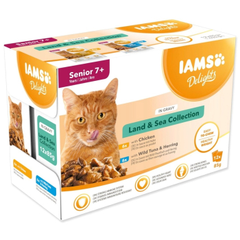 IAMS Delights Senior Land & Sea Collection in Gravy 12x85g