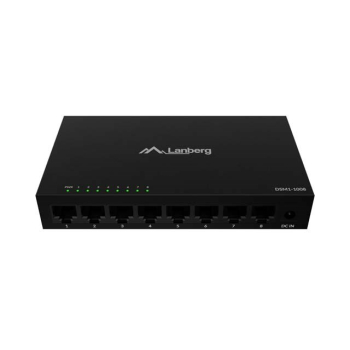 LANBERG SWITCH DSM1-1008 8X1GB/S NIEZARZĄDZALNY GIGABIT ETHERNET 12V (OBUDOWA METALOWA)