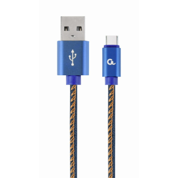 GEMBIRD KABEL USB TYPE-C (METALOWE WTYKI, OPLOT NYLONOWY W KOLORZE DENIM - JEANS) 1M