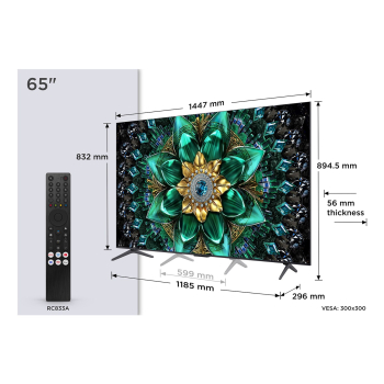 Telewizor TCL 65Q6C QD-Mini LED 65'' 4K Ultra HD Google TV Dolby Atmos DVB-T2 Metaliczny