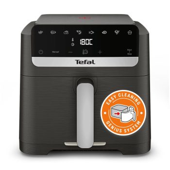 Tefal Easy Fry Mega Compact EY866HE1 frytkownica Pojedyńczy 7,5 l Autonomiczny Frytkownica na gorące powietrze Czarny, Srebrny