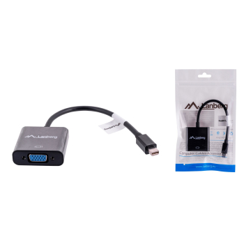 Adapter Lanberg AD-0006-BK (Mini DisplayPort M - D-Sub (VGA) F; 0,20m; kolor czarny)
