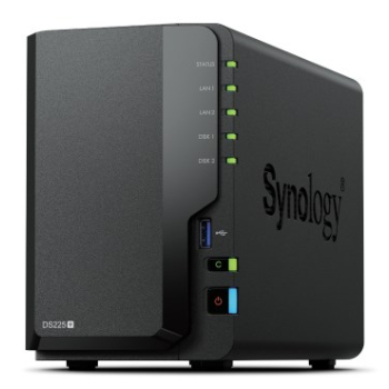NAS Synology DS225+; Tower; 2x (3.5" SATA HDD/SSD), Intel Celeron J4125; 2GB DDR4 (max. 6GB), 2x 1GbE RJ-45 - Tylko Dyski Synology
