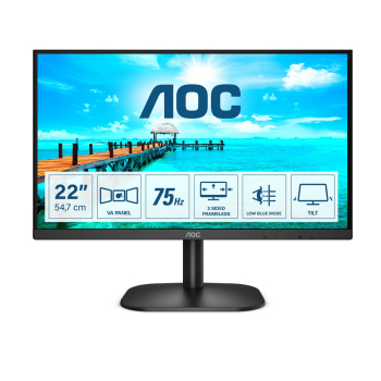AOC B2 22B2H monitor komputerowy 54,6 cm (21.5") 1920 x 1080 px Full HD LED Czarny