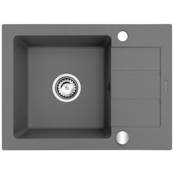 Szary zlewozmywak granitowy Maidsinks 62x44 1B 1D szary beton (Pyragranit; kolor szary)