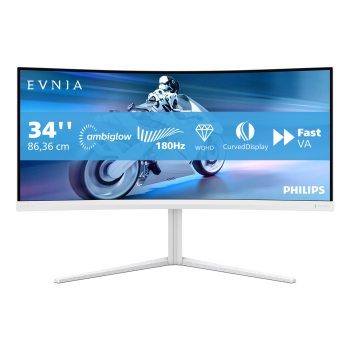 Philips 34M2C5501A/00 monitor komputerowy 86,4 cm (34") 3440 x 1440 px Wide Quad HD LCD Biały