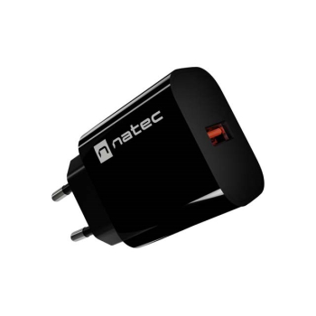 NATEC ŁADOWARKA SIECIOWA RIBERA 1X USB-A 18W CZARN