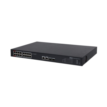 Dahua Technology PoE DH-PFS3220-16GT-190 przełącznik sieciowy Nie zarządzany L2 Gigabit Ethernet (10/100/1000) Obsługa PoE 1U Czarny
