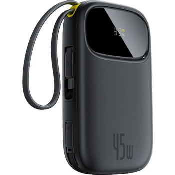 Powerbank Baseus EnerFill FC31 QPow3 20000mAh 22.5W z wyświetlaczem cyfrowym i 2 wbudowanymi kablami (USB-C + Lightning) - czarny