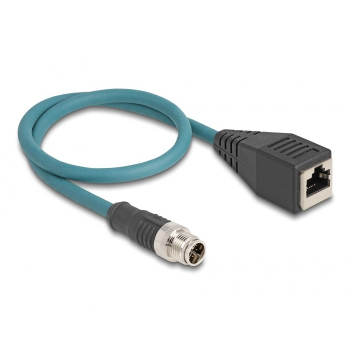 DELOCK M12 Adapterkabel X-kodiert 8 Pin ST zu RJ45,Bu 50 cm