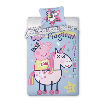 Pościel młodzieżowa  dziecięca Świnka Peppa 022 140x200cm + poduszka 70x90cm