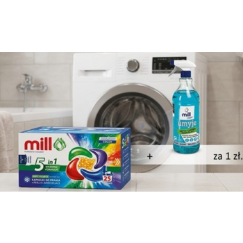 Kup kapsułki Mill Pro Color 25 szt.,+ płyn do szyb Mill Clean 1,22l za 1 zł